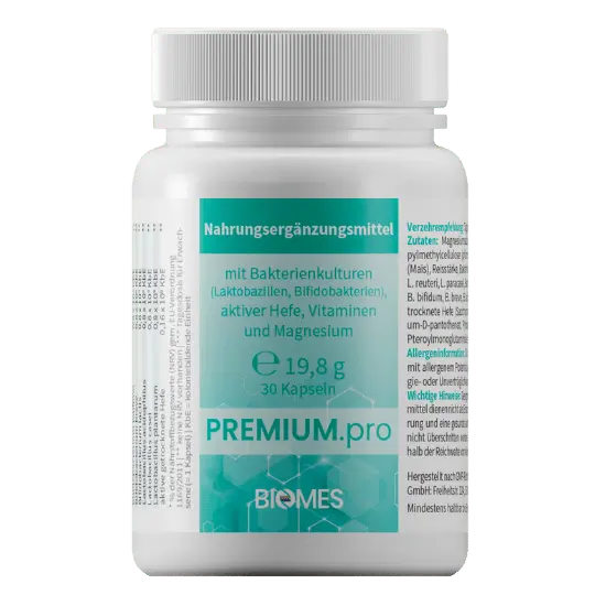 Produktfoto PREMIUM.pro BIOMES probiotische Nahrungs­ergänzungs­mittel in Deutsch